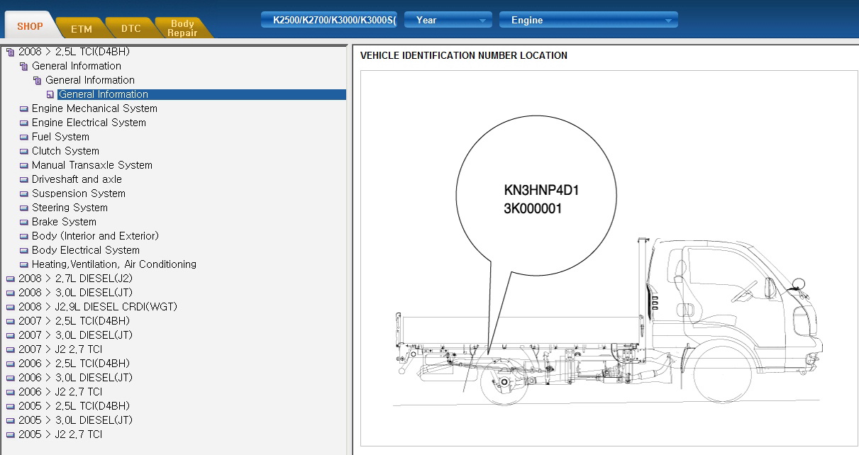 20052008 KIA K2500 K2700 K3000 PU Service Manual