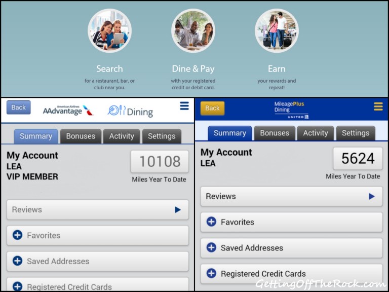 Earn Miles without Flying Dining Rewards Network » GettingOffTheRock