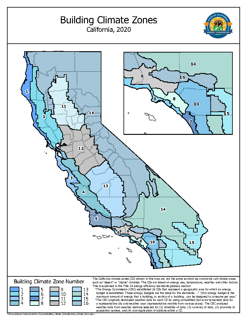 California Climate Zone for Title 24 Energy Standards