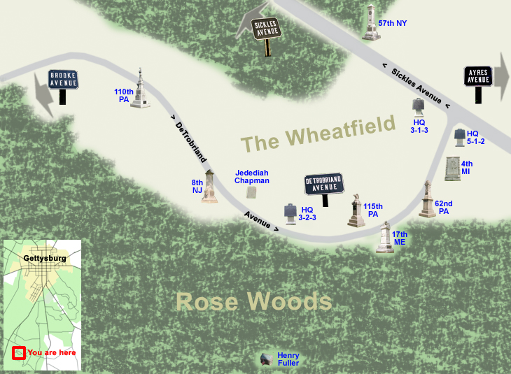 Tour map of DeTrobriand Avenue and the Wheatfield