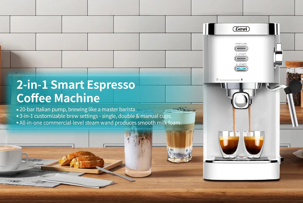 Gevi Espresso and Cappuccino Maker with Milk Frother GEVI