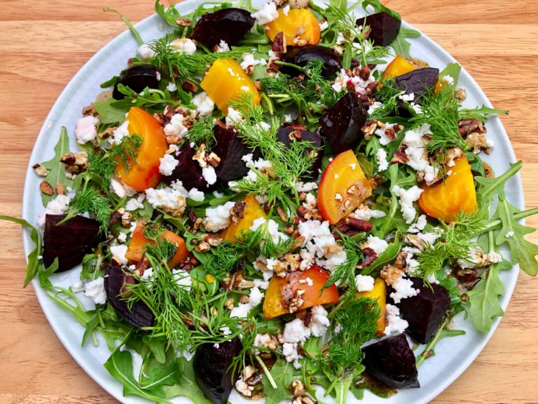 Roasted Beet Salad with Feta and Toasted Pecans GF Chow
