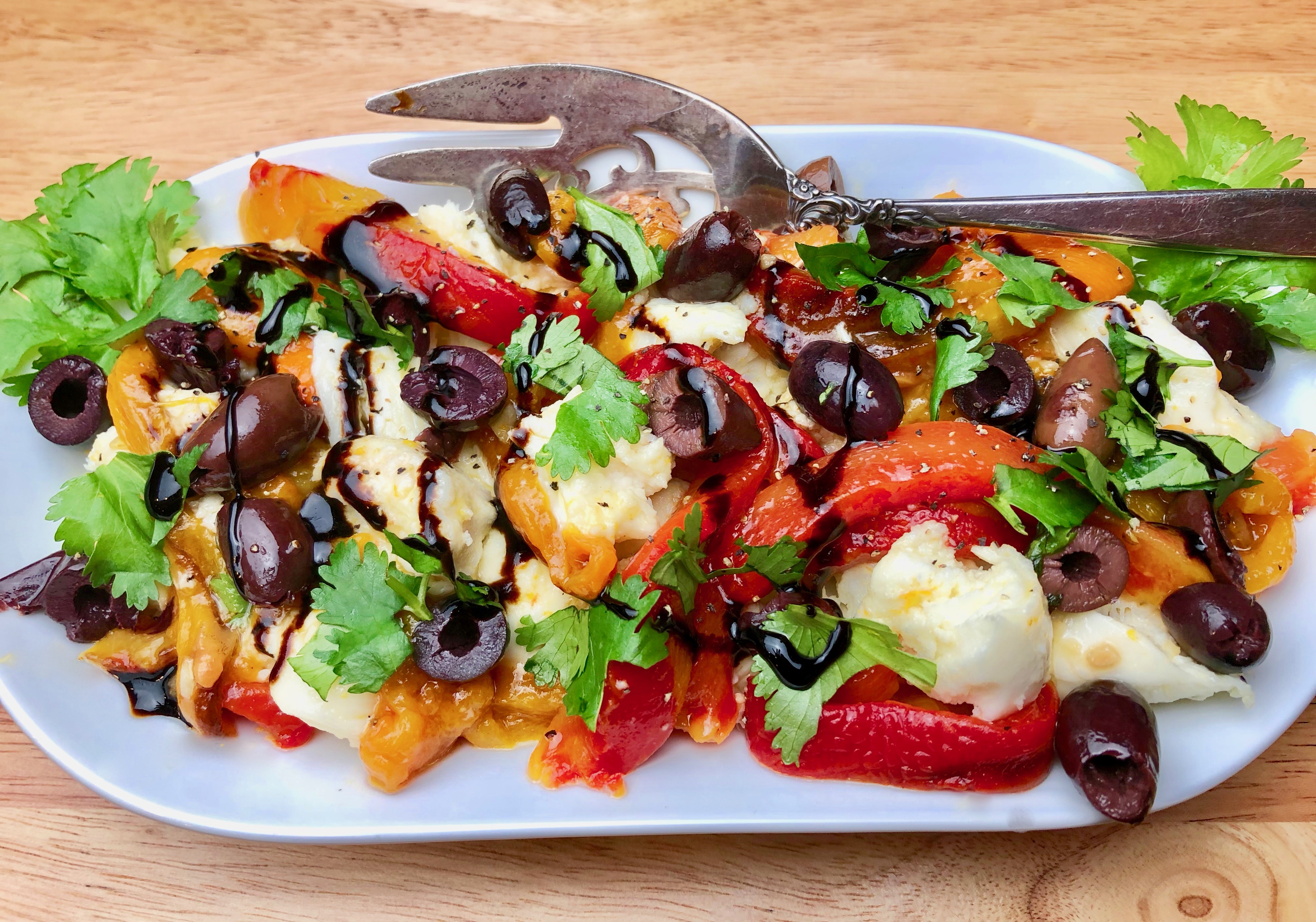 Fresh Mozzarella With Roasted Peppers And Olives Gfchow