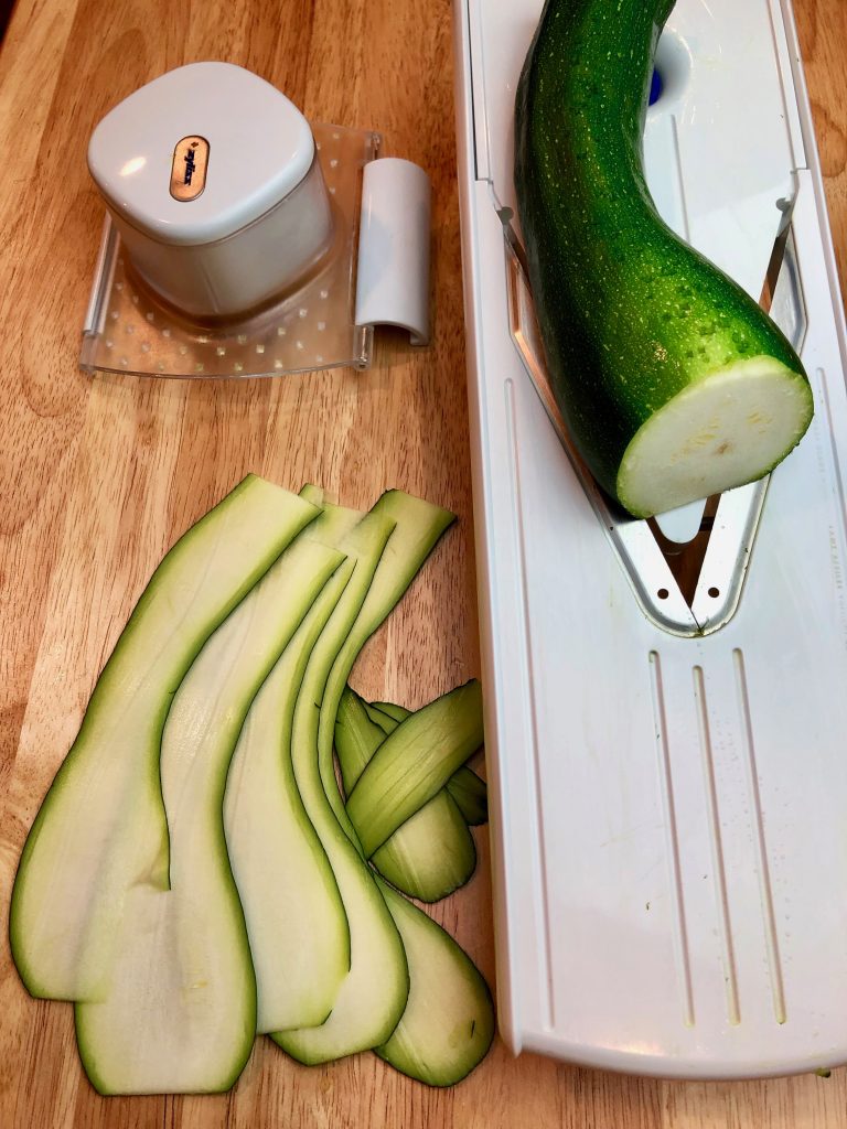 Grilled Zucchini & Squash with Cheese Crumbles, Pine Nuts and Truffle