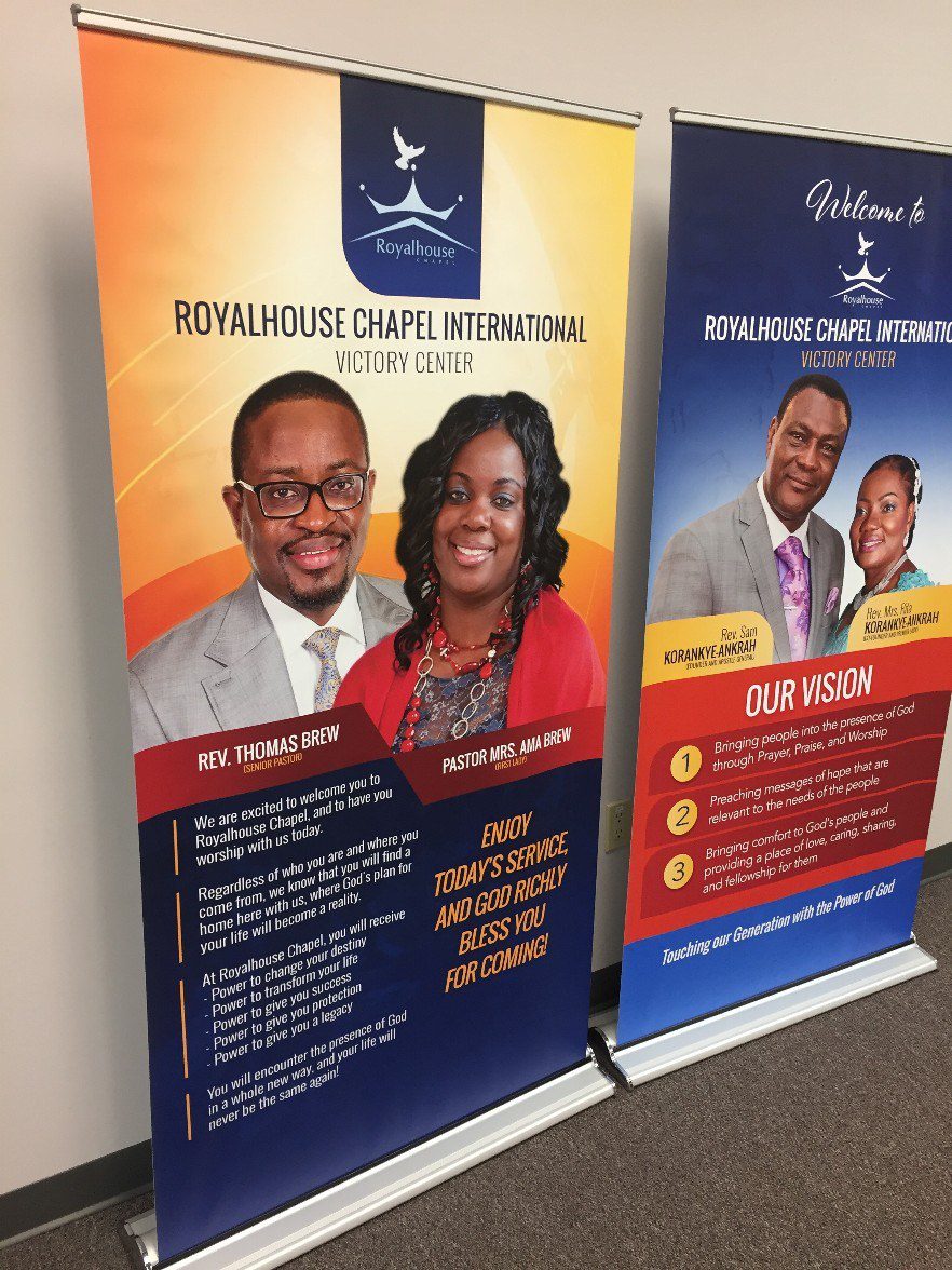 Church Worshippers with Retractable Banners in South Windsor CT