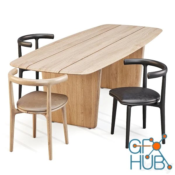 3D Model Dining Set Baxter Nairobi Table and Himba Chair