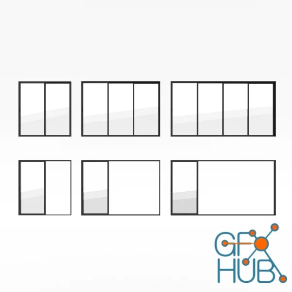 3D Model Dynamic Sliding Doors Set 01