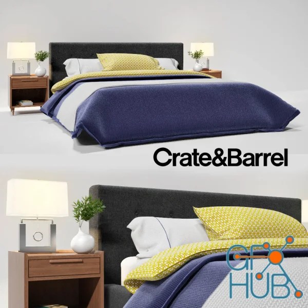 3D Model Crate & Barrel Tate King Bed