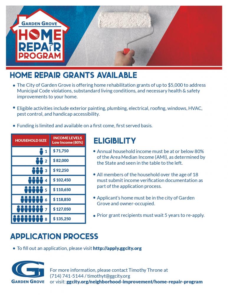 Openings Available for Home Repair Grant Program | City of Garden Grove