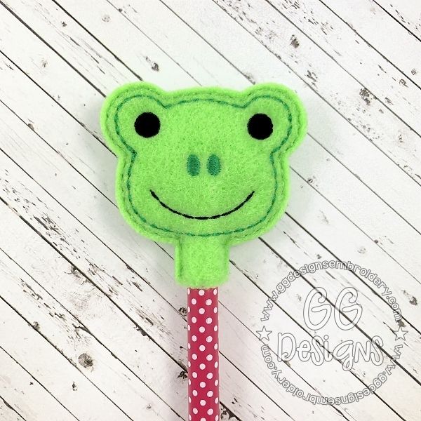 Frog Pencil Topper in the hoop GG Designs Embroidery