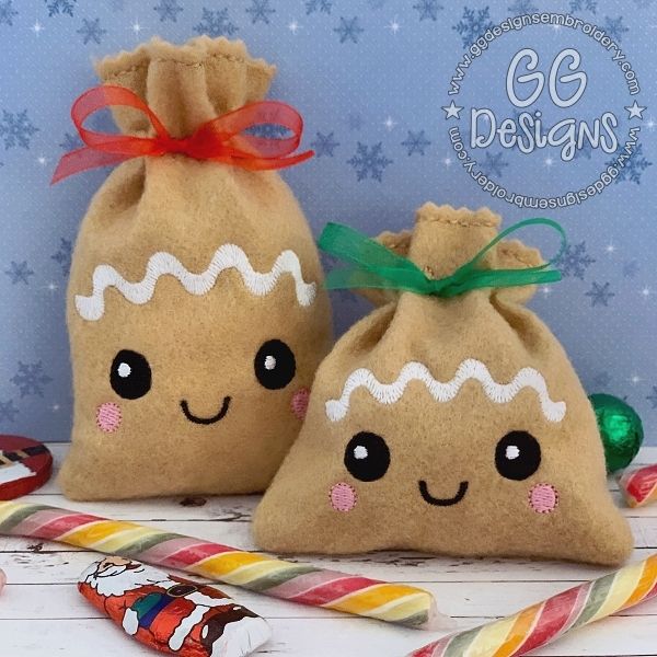 Gingerbread Baby Treat Bag in the hoop GG Designs Embroidery