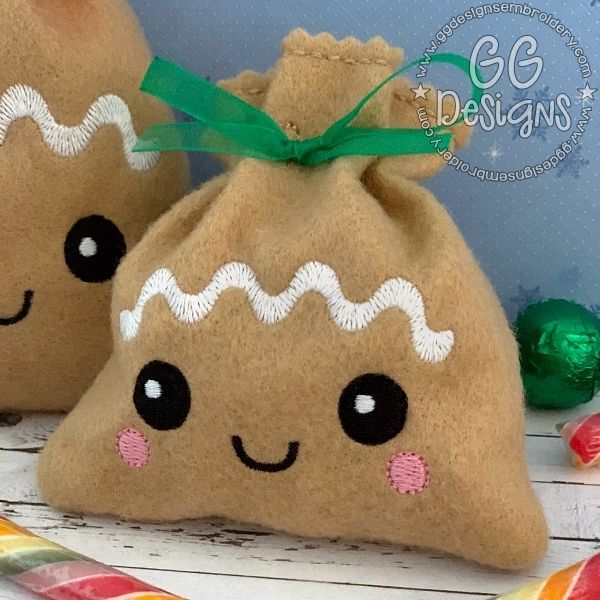 Gingerbread Baby Treat Bag in the hoop GG Designs Embroidery