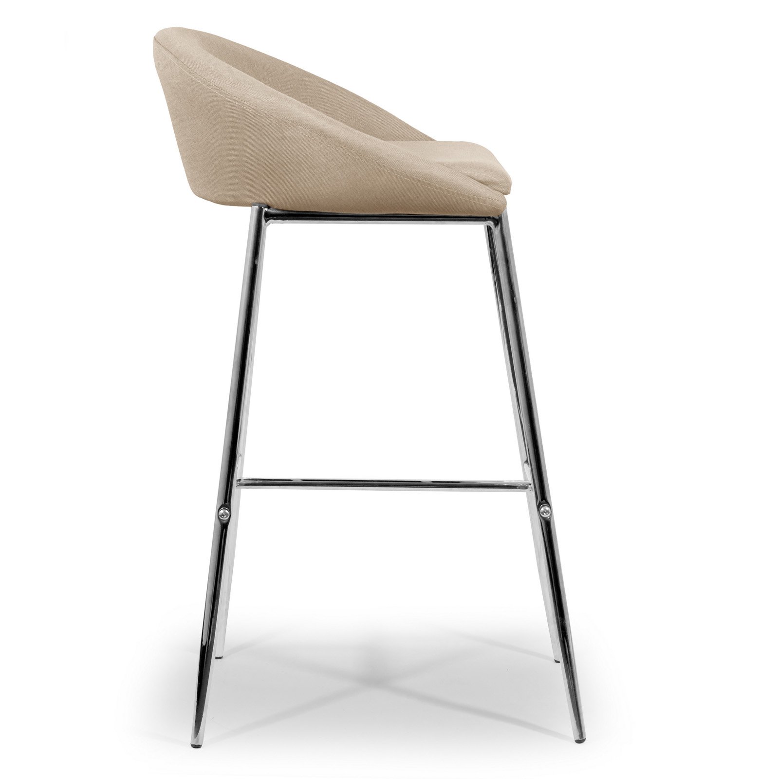 Glamour Home Set of 2 Agatha Modern Cream Fabric Bar Stool with Chrome Frame GGMyHome