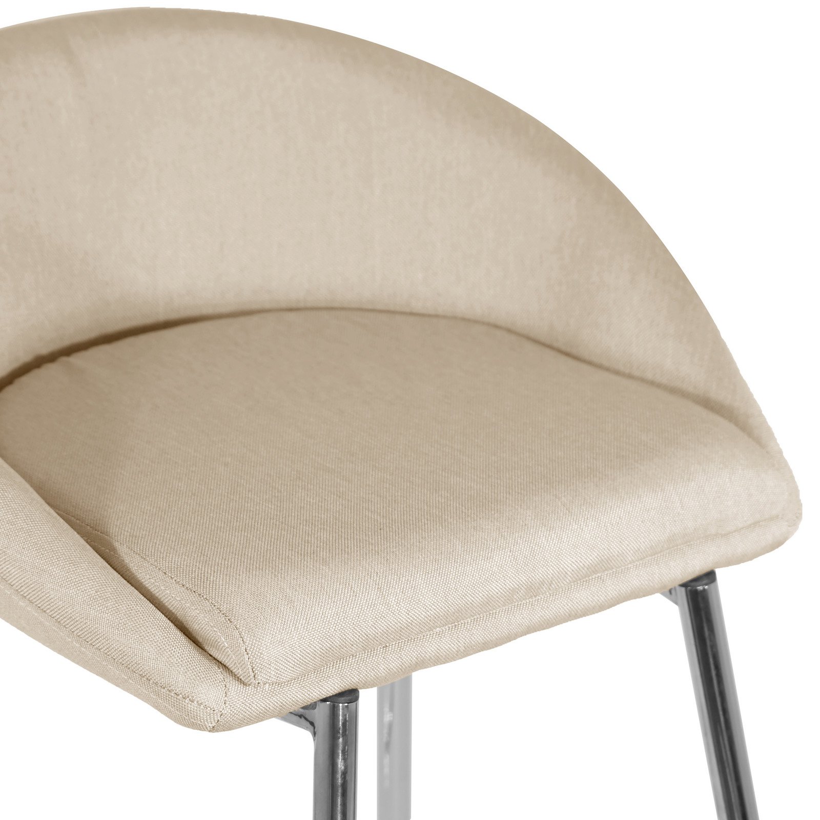 Glamour Home Set of 2 Agatha Modern Cream Fabric Bar Stool with Chrome Frame GGMyHome