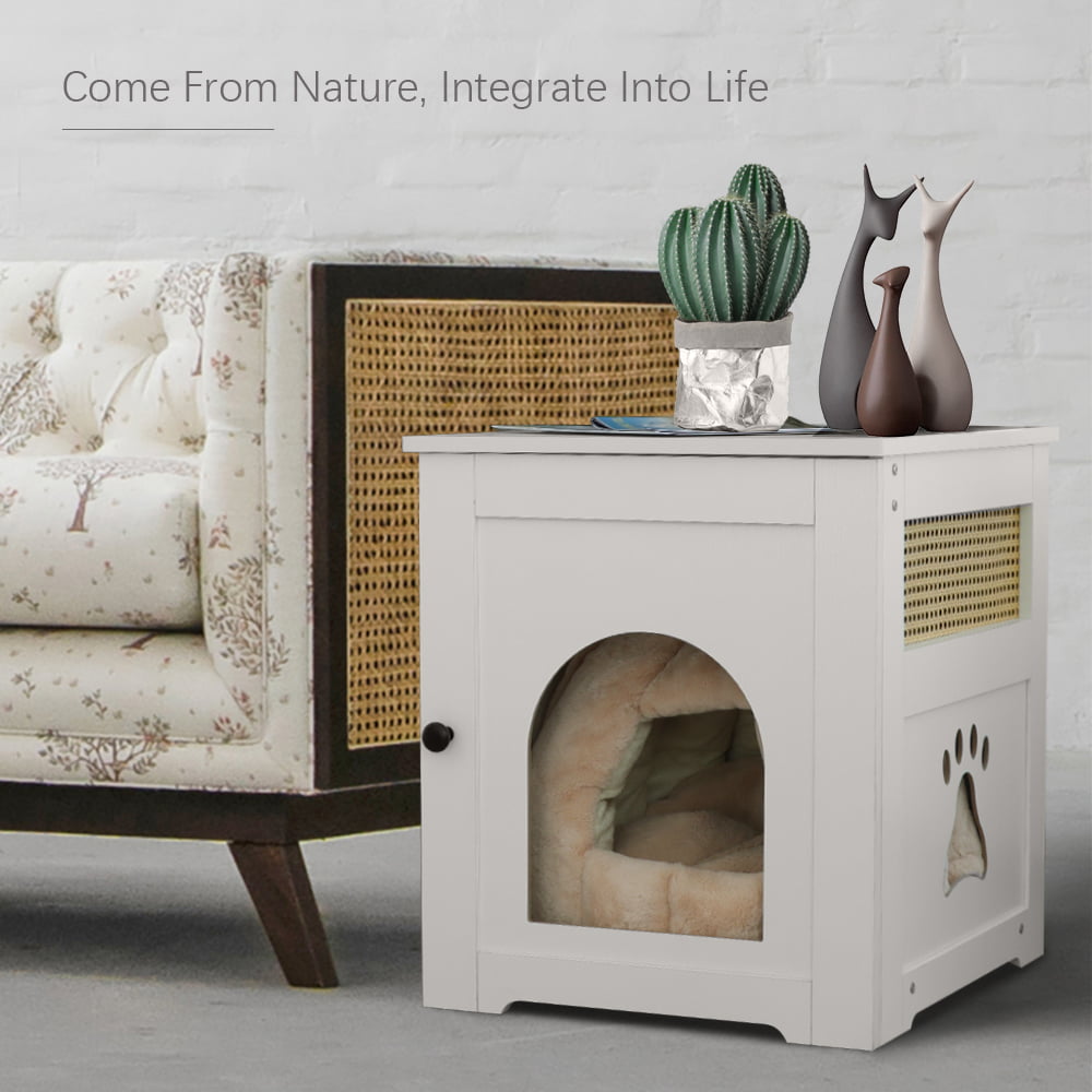 WellMall Cat Litter Box Enclosure, Cat House Side Table,Night Stand Pet