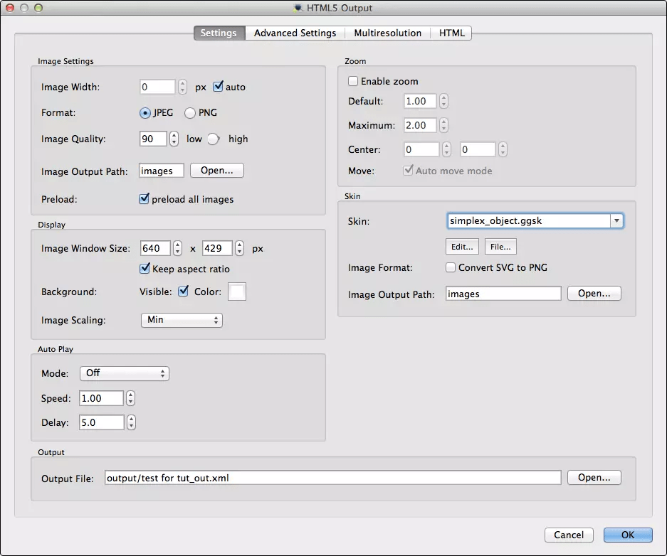 HTML5 Output Settings (Object2VR) Garden Gnome