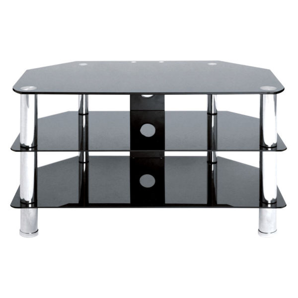 Stylish aesthetic glass shelves under TV