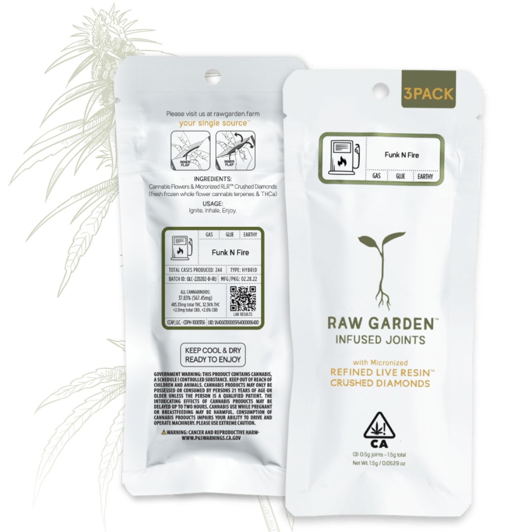 Raw Garden Live Resin Crushed Diamond Infused Joint 3pk *2/50