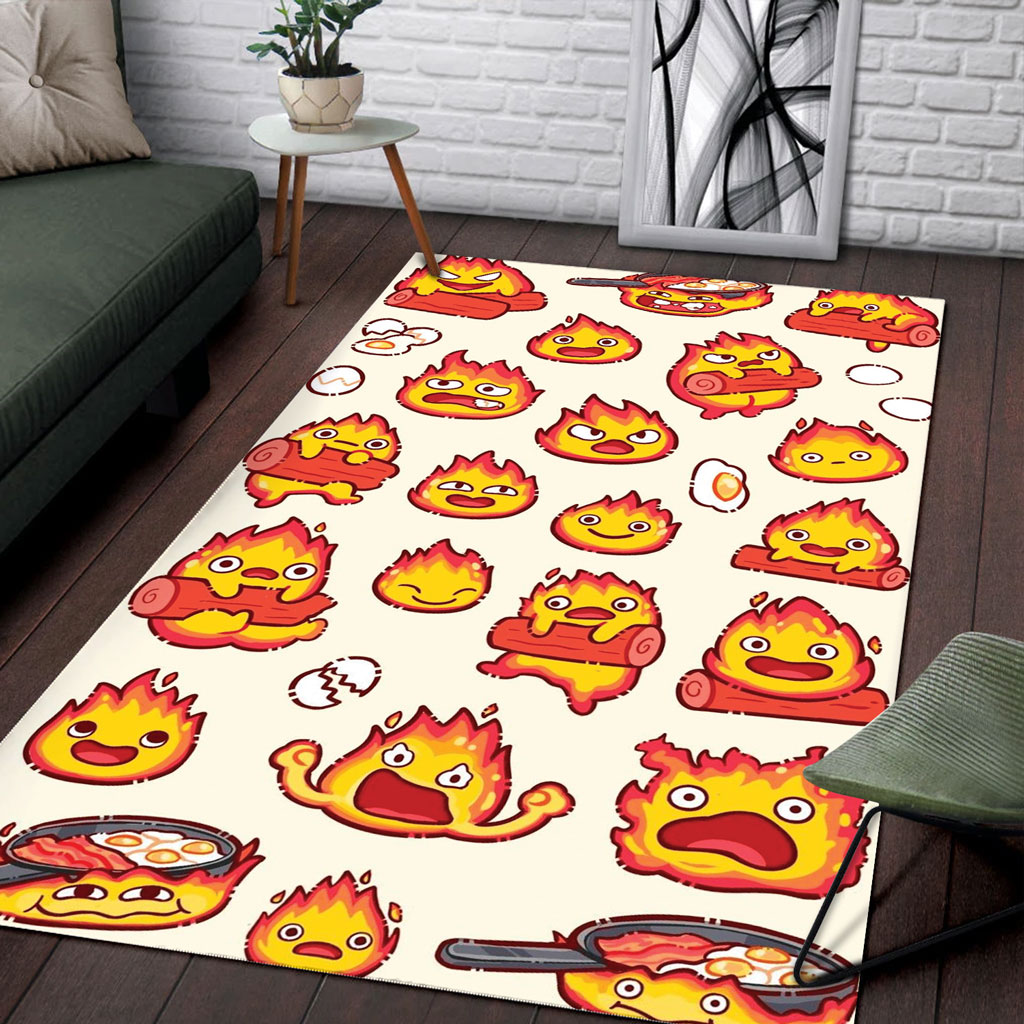 Cute Calcifer Rug Howl's Moving Castle Room Decor Studio Ghibli Merch
