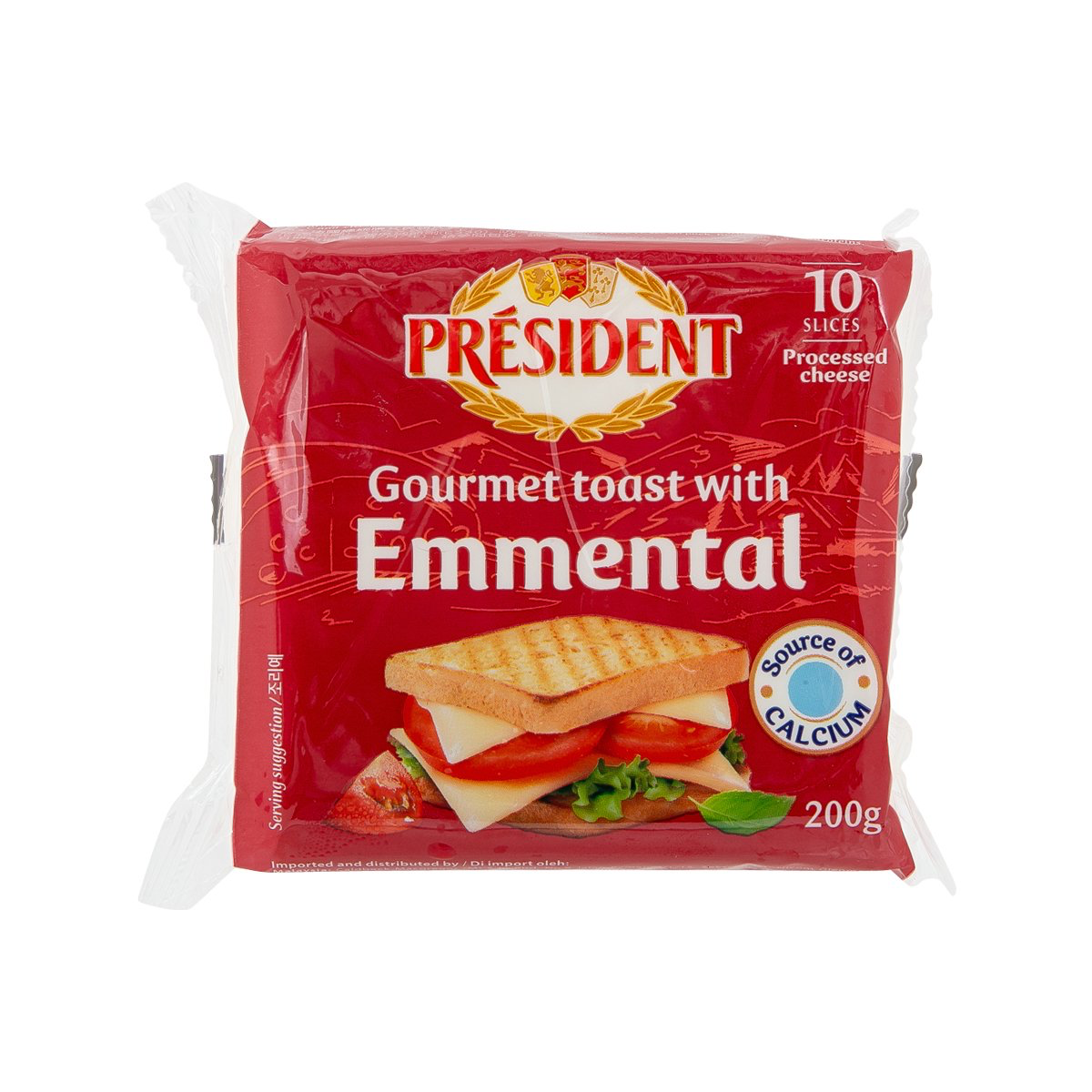 PRESIDENT Gourmet Emmental Cheese Sliced 10s 200g GHL Brunei