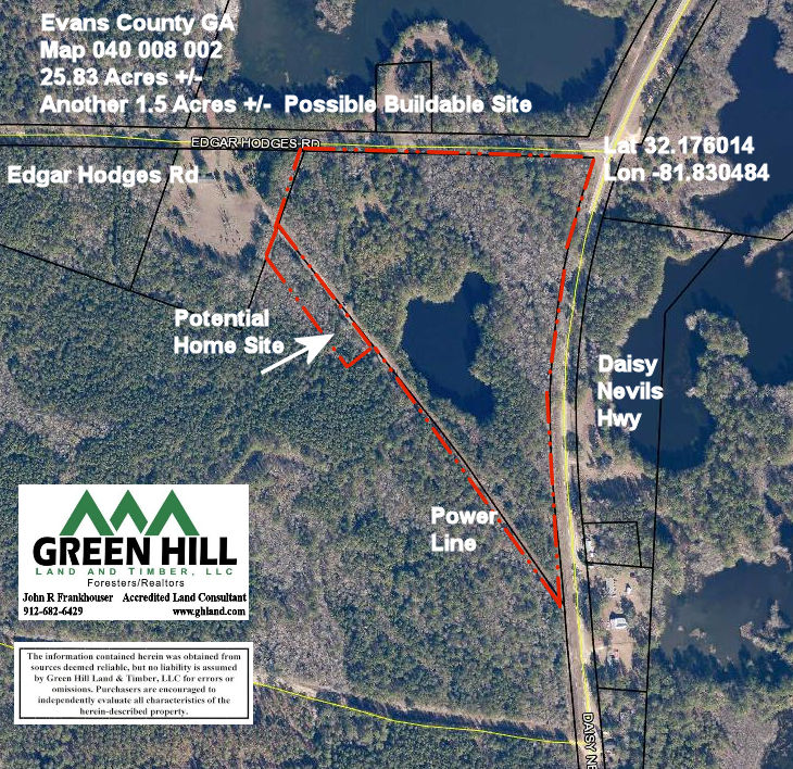 Evans County GA 26 Acres +/ Green Hill Land & Timber