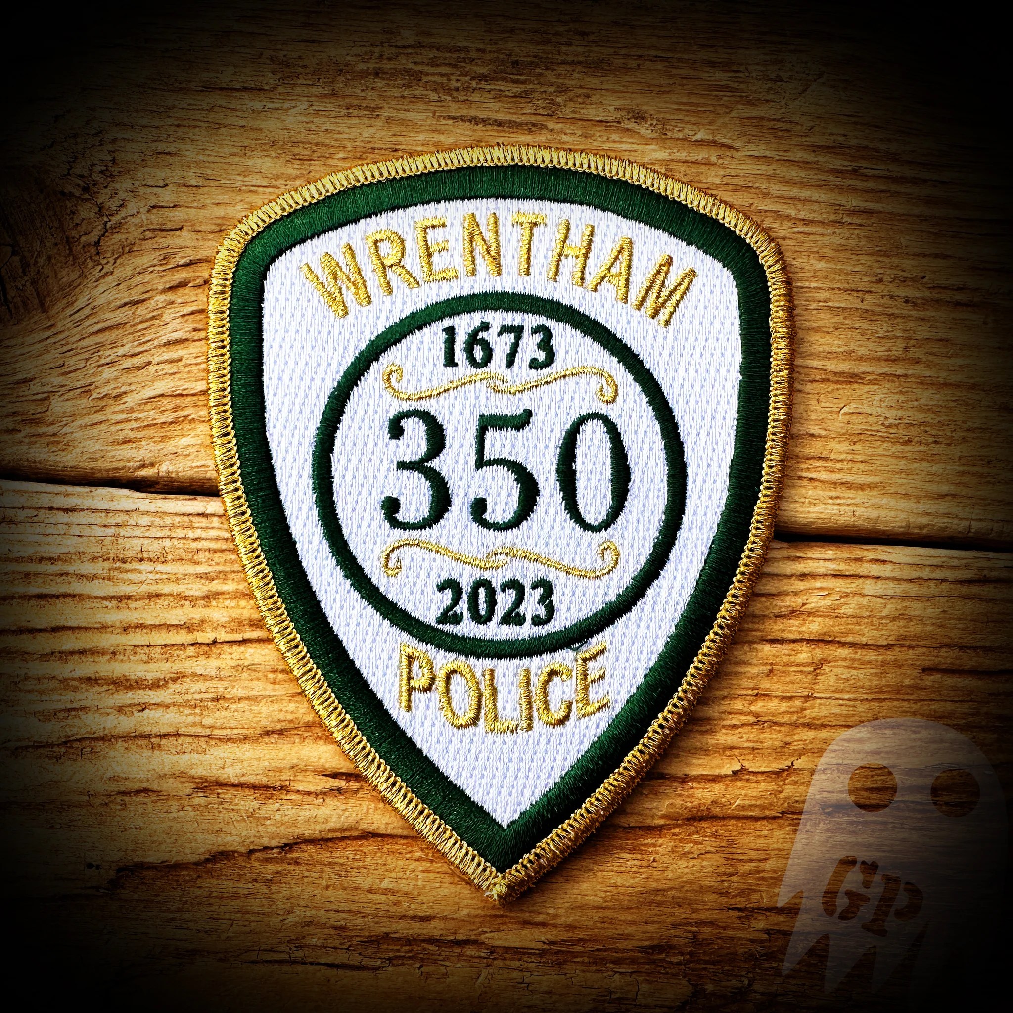 350th Wrentham, MA PD 350th anniversary patch authentic GHOST PATCH
