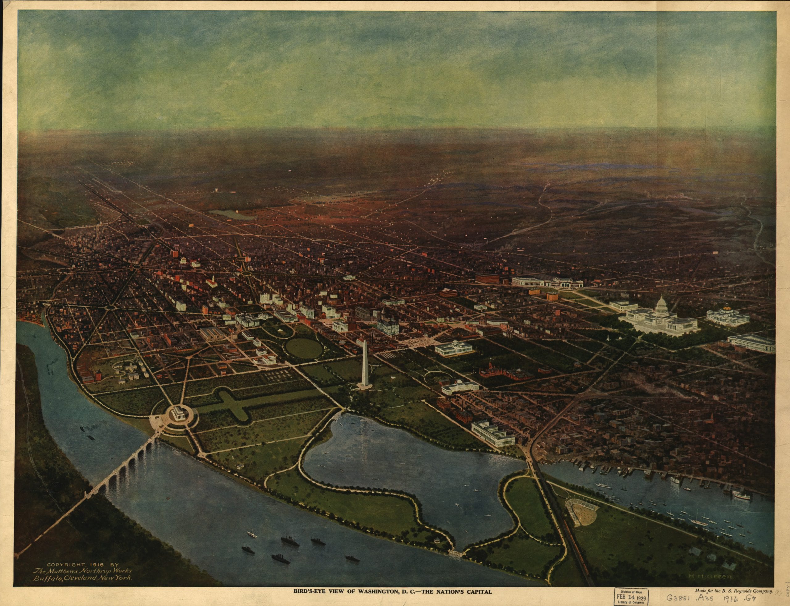 A Bird's Eye View of Washington, Looking Toward the Northeast