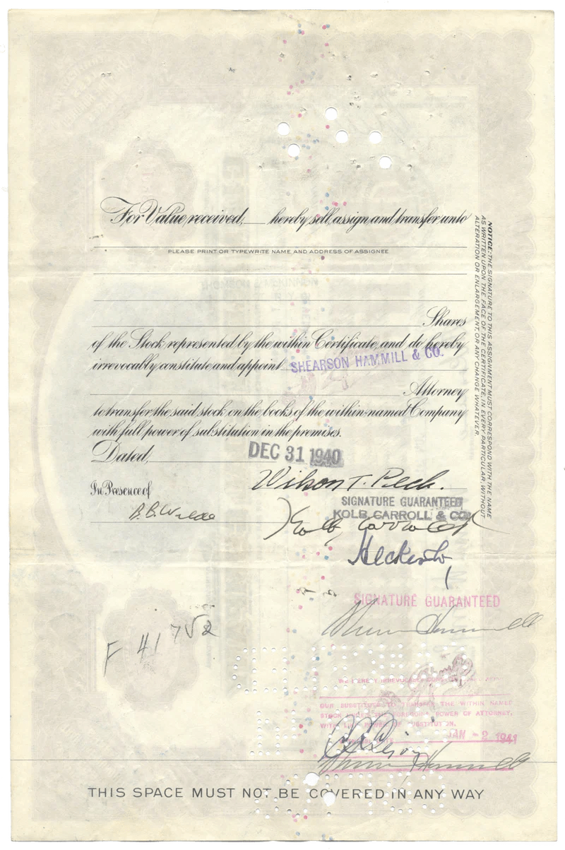 Glen Alden Coal Company Stock Certificate Ghosts of Wall Street