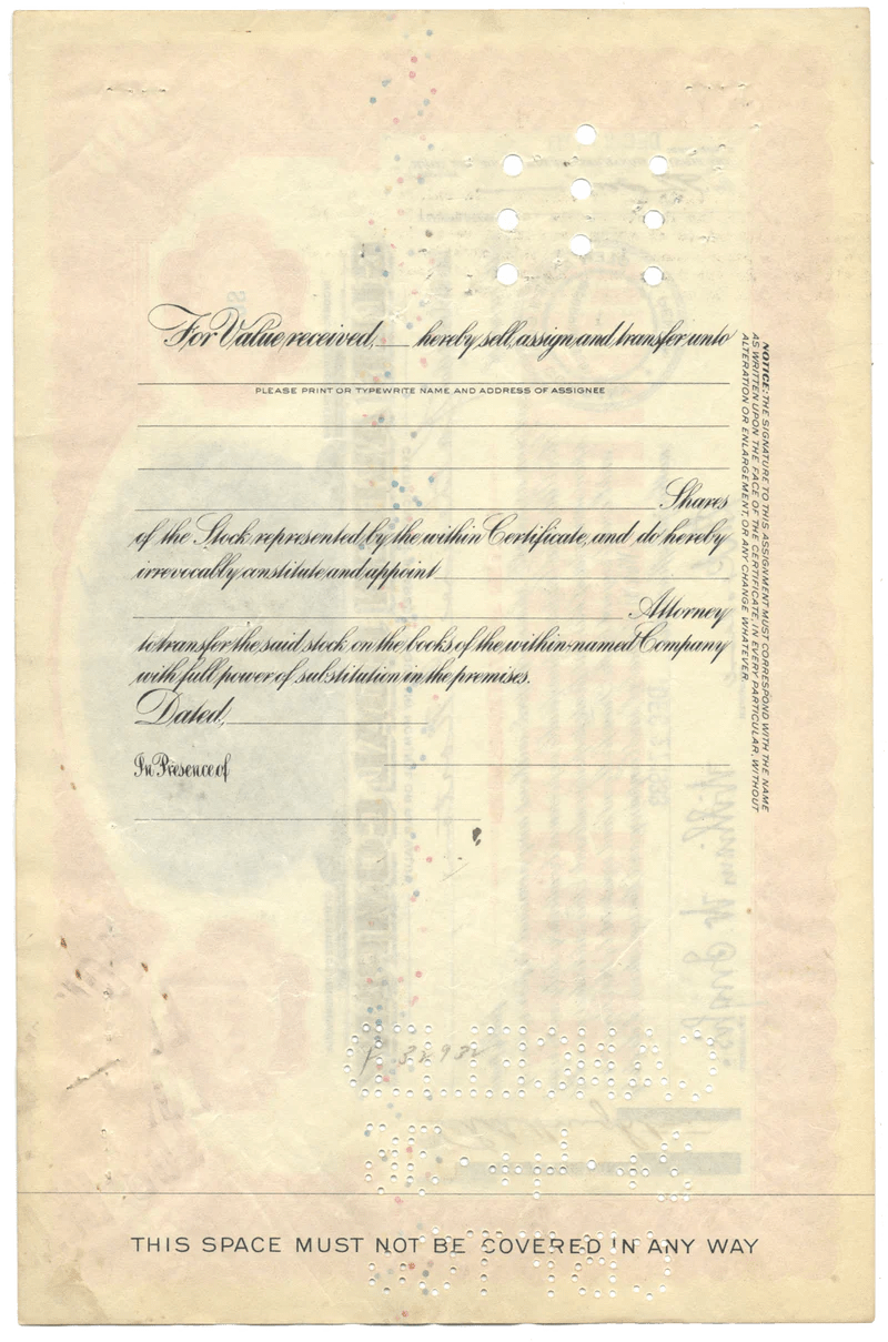 Glen Alden Coal Company Stock Certificate Ghosts of Wall Street