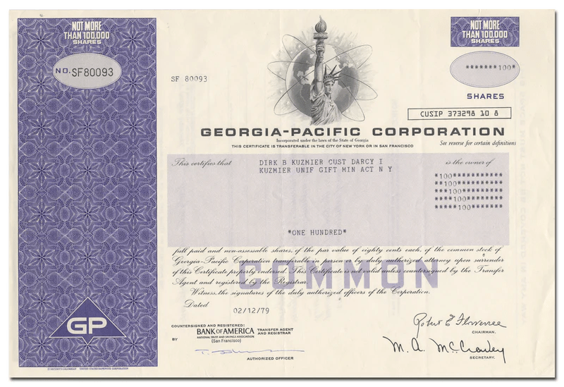 Corporation Stock Certificate Ghosts of Wall Street