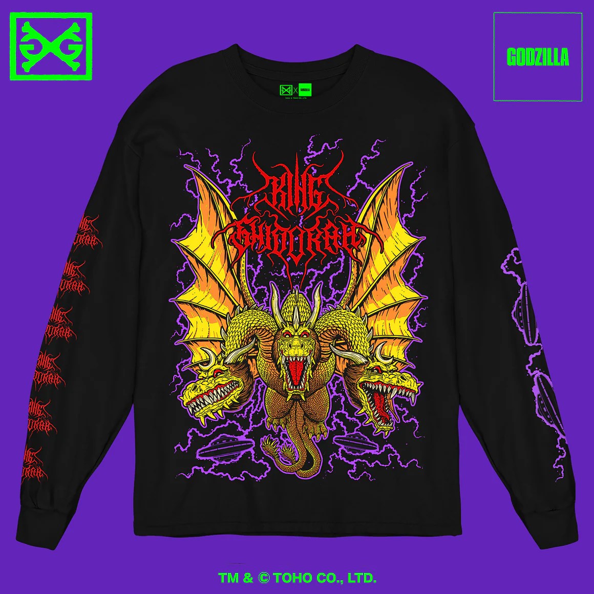 King Ghidorah METALCROPOLIS Long Sleeve TShirt GHOST X GHOST