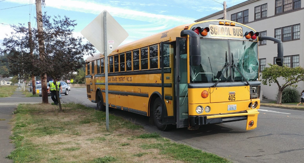 Hoquiam School Bus Rear Ends Stopped Vehicles.