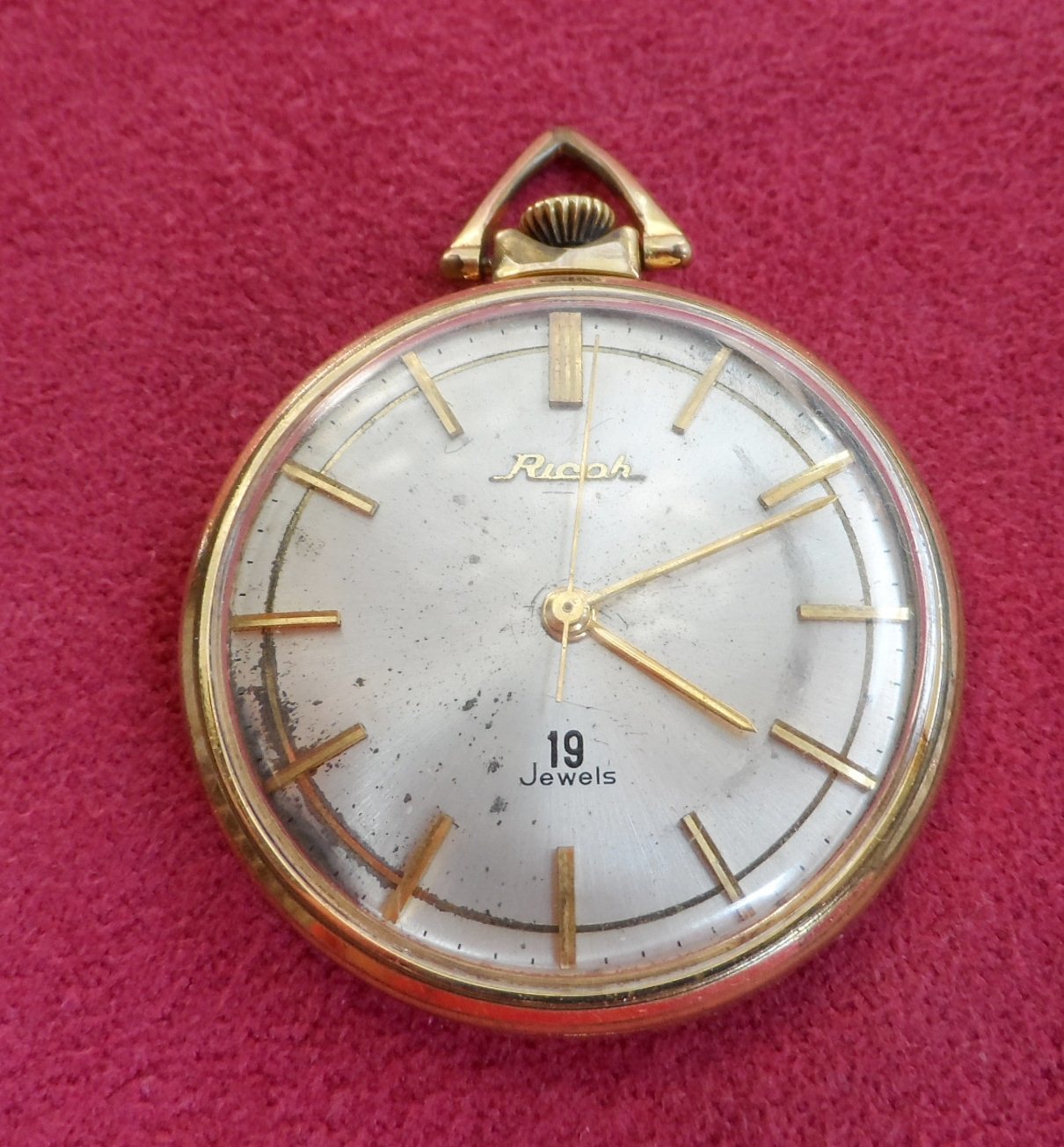Vintage Japan Ricoh Gold Plated 19 Jewels Pocket Watch Runs Well eBay