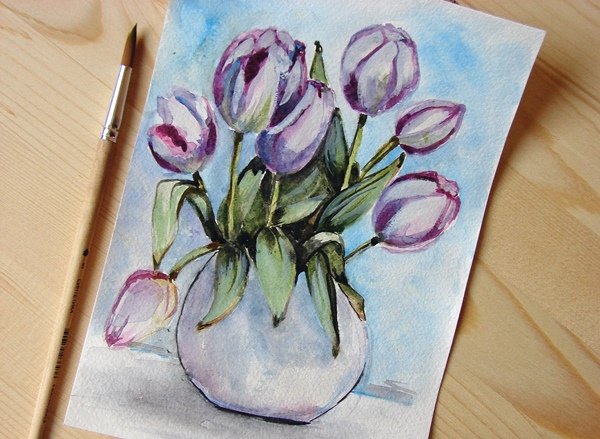 Gambar Bunga Dalam Pasu Secara Berperingkat Untuk Kanak-Kanak; Bagaimana Untuk Menarik Loceng Bunga Yang Indah Dengan Pensil Atau Cat - Tips Untuk Pemula 439_X_600_jpg