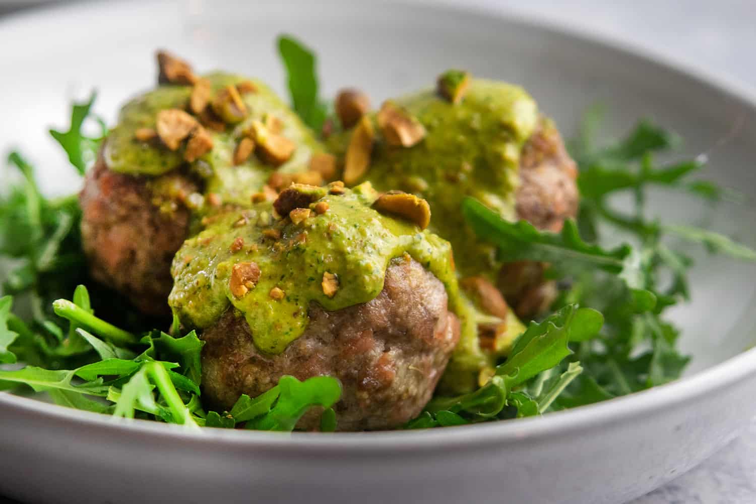 Mortadella Meatballs With Pistachio Pesto Giadzy