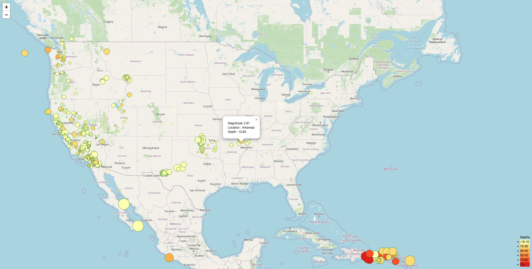 USGS Earthquakes Data Visualization, © 2022 Rosie Gianan