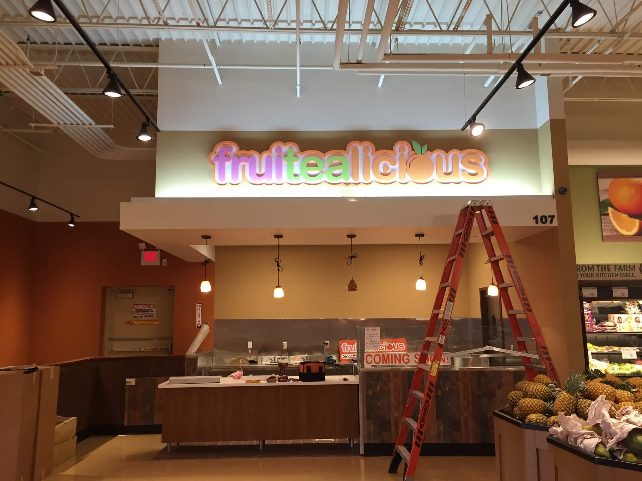 Fruitealicious Carrollton inside of 99 Ranch Market Giant Sign Company