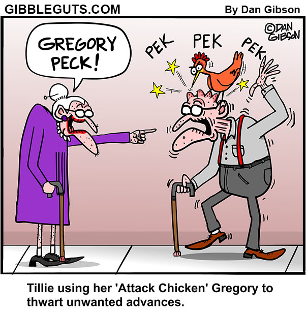Attack Chicken named Gregory Cartoon from Gibbleguts