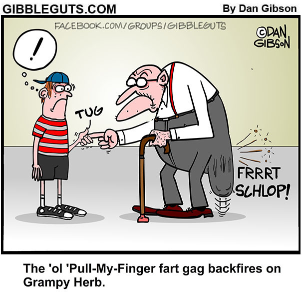 Pull my finger gag cartoon