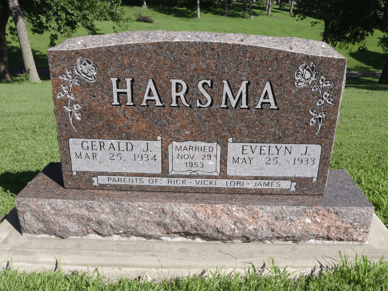 HARSMA, GERALD & EVELYN Family Memorials By Gibson