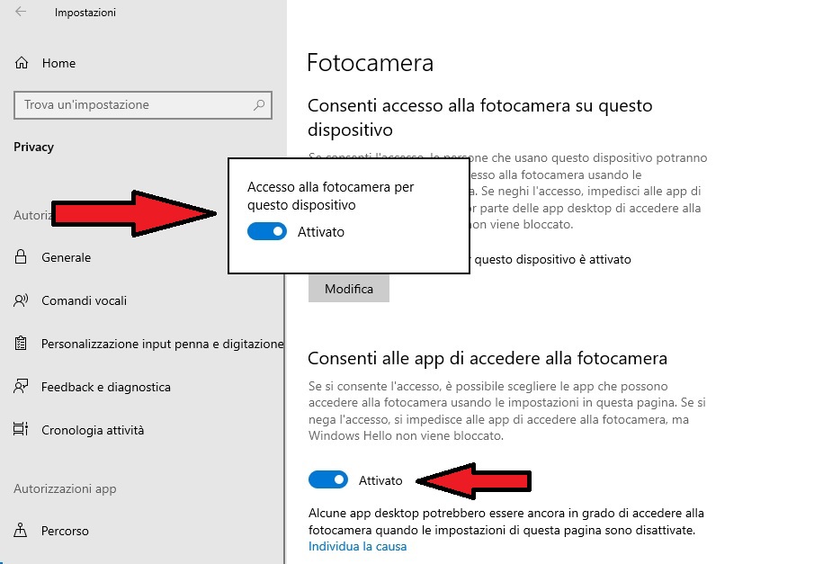 La webcam non funziona su Windows 10 ?