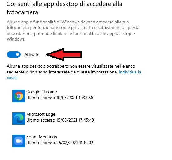 La webcam non funziona su Windows 10 ?
