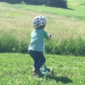 Kid Rides Scooter Downhill and Falls | Gifrific