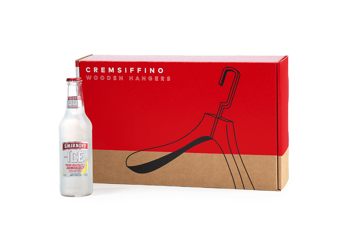 Smirnoff ICE Box Cremsiffino Wooden Hangers Box (incl. 1 x Smirnoff