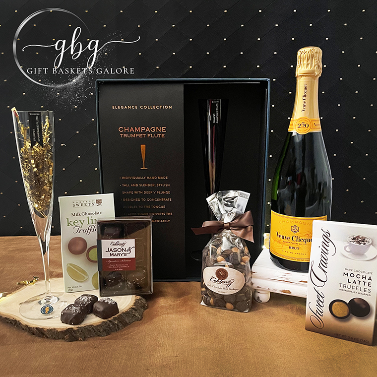 Veuve Clicquot Champagne, Truffles and Chocolate Basket Gift Baskets