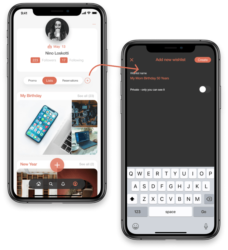 Shopping wishlist app Giftbuster