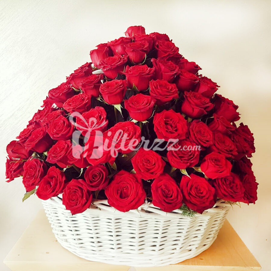 5 Dozen Local Red Roses in Basket Gifterzz