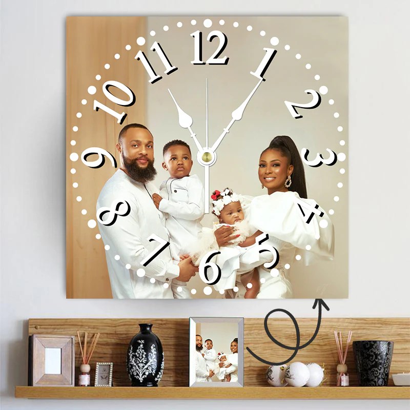 Personalized Clock Square Custom Wall Clock Gift With Photo Photo
