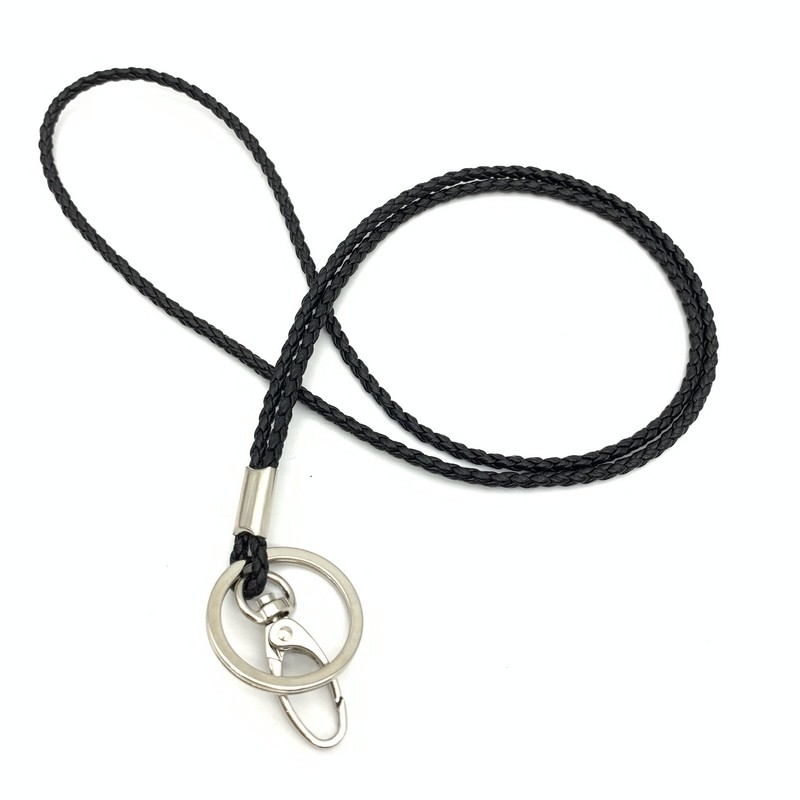 Braided leather lanyard