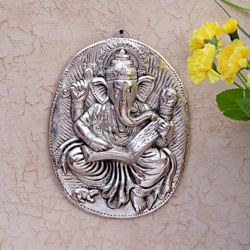 Dhavaja Ganapati White Metal Wall Hanging GiftteensBuy Gifts Online